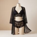 Women's 3-Piece Black Lace Lingerie Set