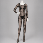 Women's Black Diamond Pattern Full Body Fishnet Stocking
