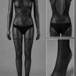 Women's Black Fishnet Bodystocking – Floral Lace Cutout Design