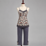 Women's Floral Print 2-Piece Pajama Set with Lace - Image 2